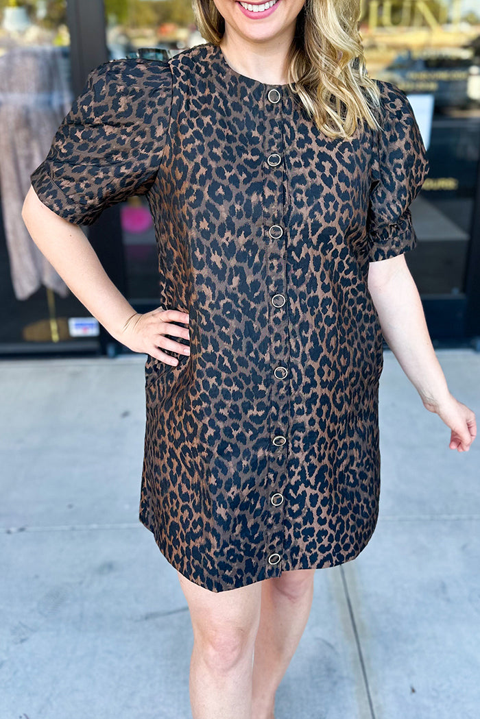 Leopard Print Pocket Mini Dress