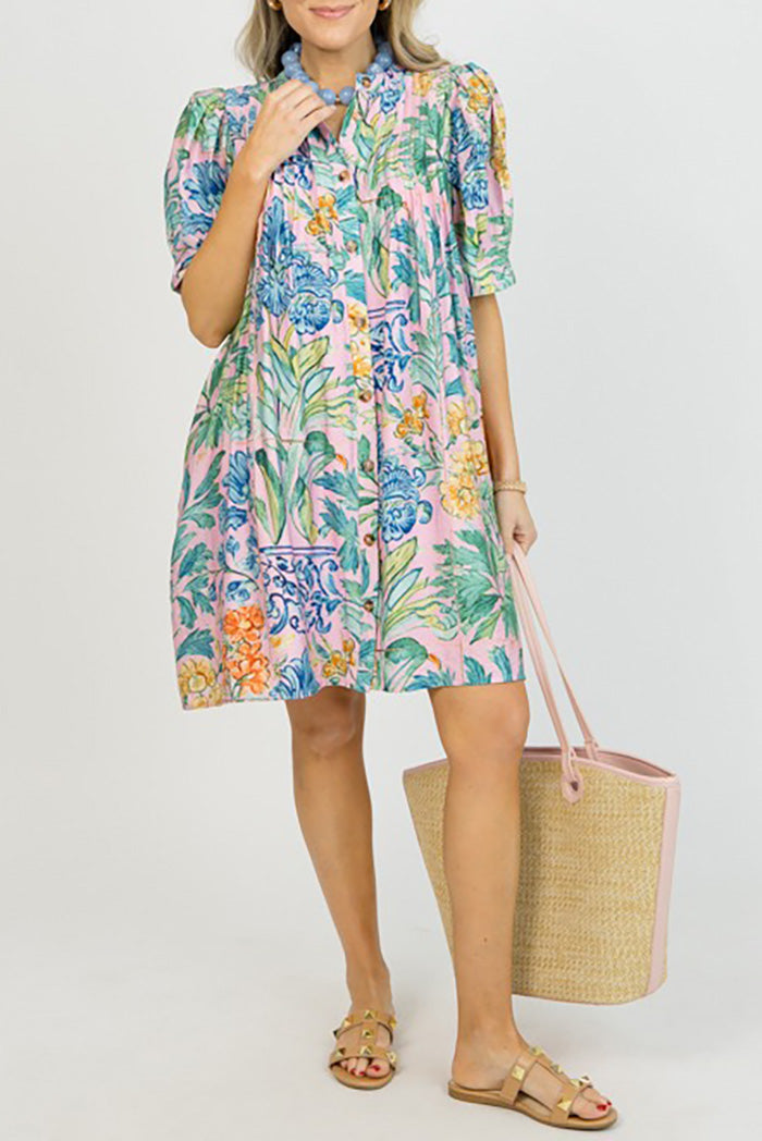 Blossom Pleat Tie-Waist Pocket Dress