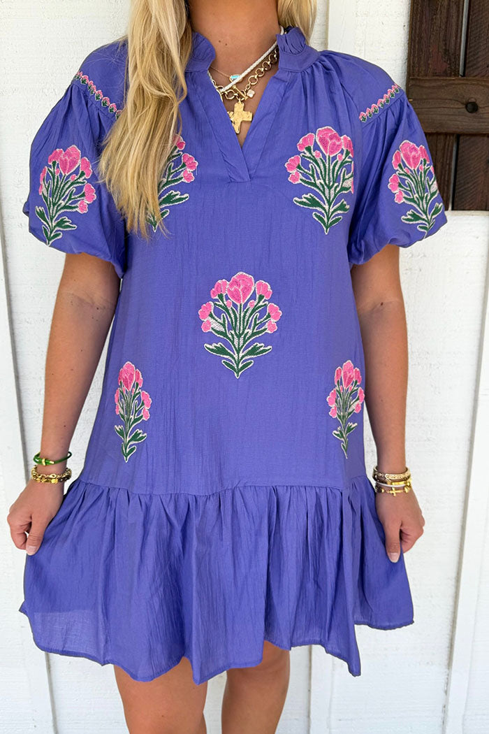 Flowers Flouncy Tiered Hem Dress