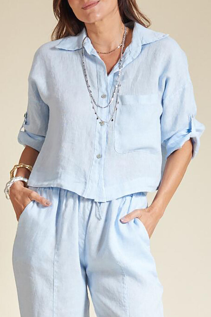 Casual Solid Color Button Top