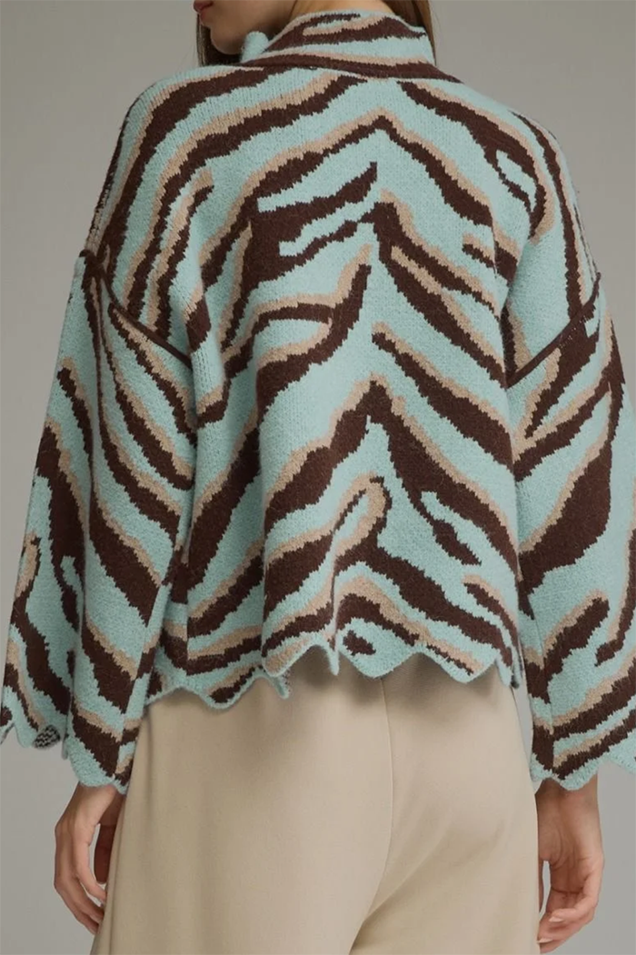Animal Print Mock Neck Sweater