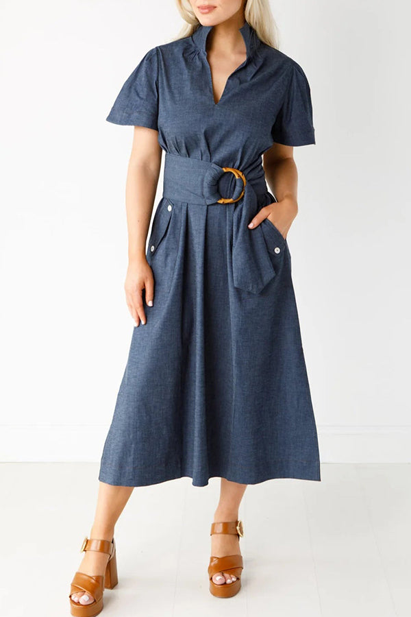 Stretch Denim Maxi Dress