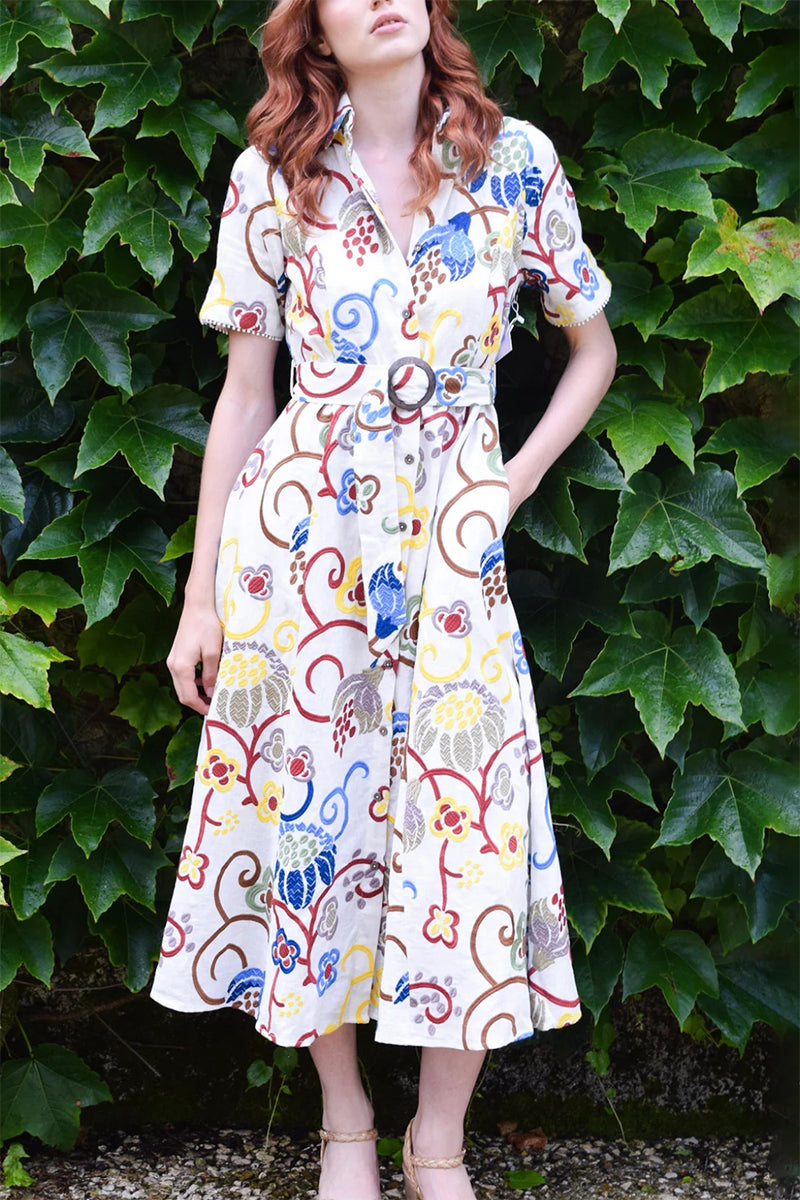 Princess Seam Short Sleeve Midi Dress