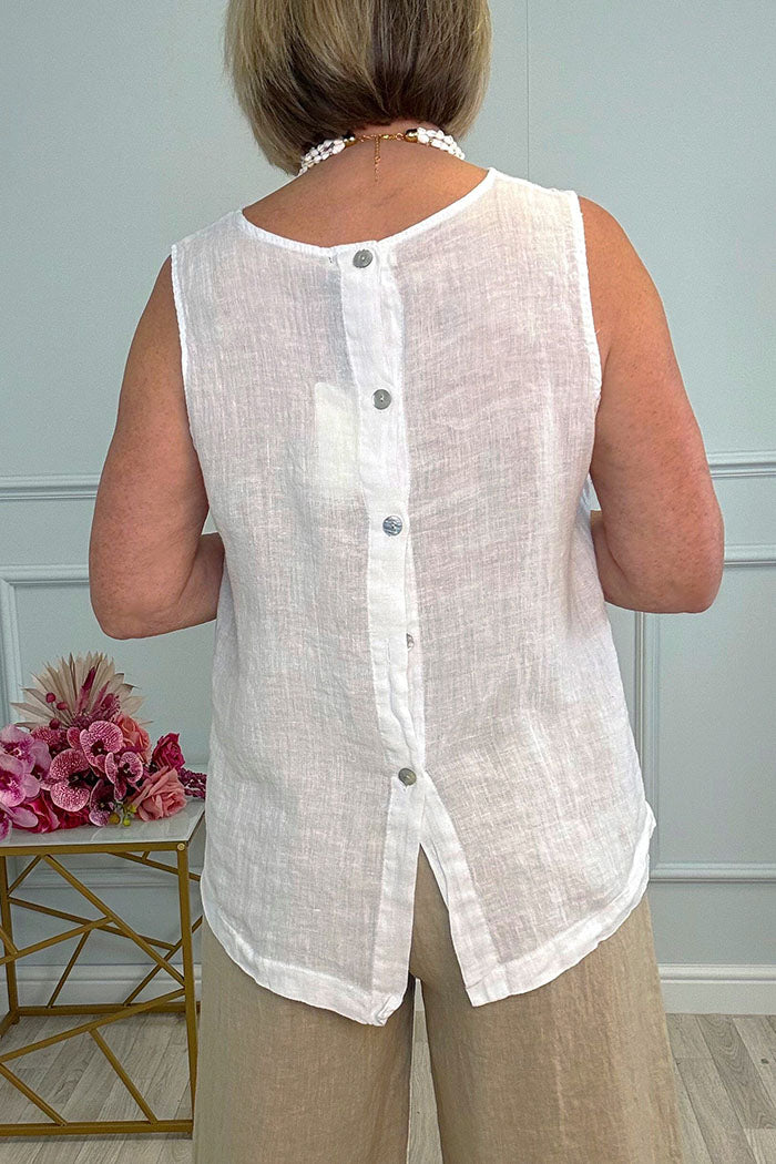 Sleeveless Button-Down Back Top