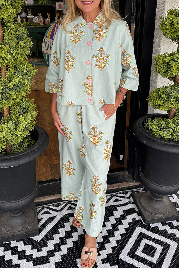 Floral Barrel Pant Two Piece Set