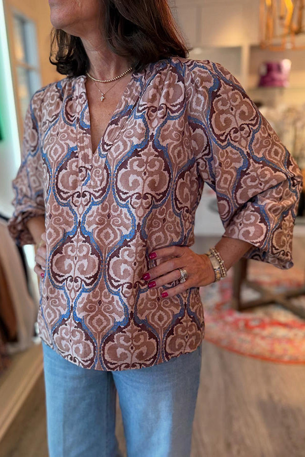 Casual Retro Patterned Top