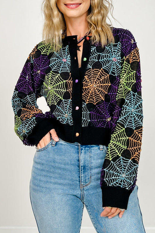 Spiderweb Button Up Sweater