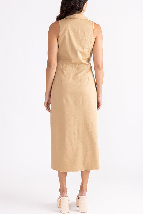 Solid Color Waist Crease Dress