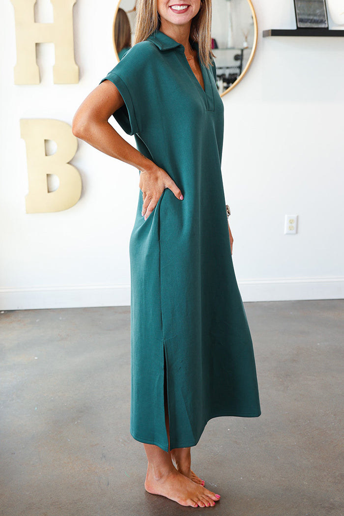 V-Neck Pocket Maxi Dress