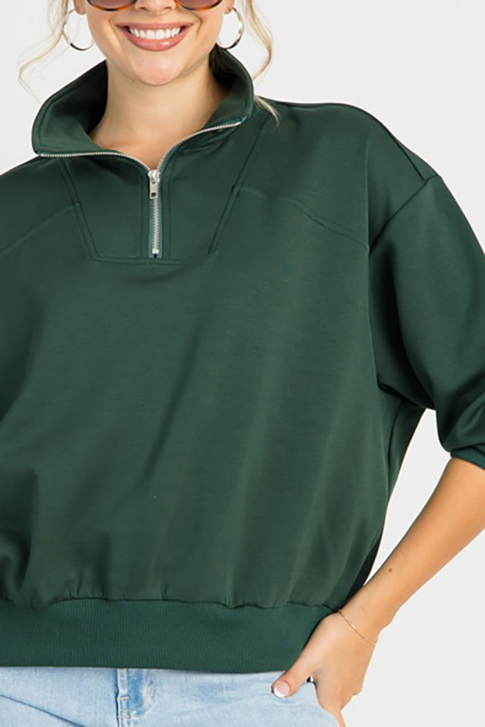 Solid Color Quarter Zip Pullover