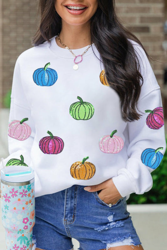Casual Sequined Pumpkin Top