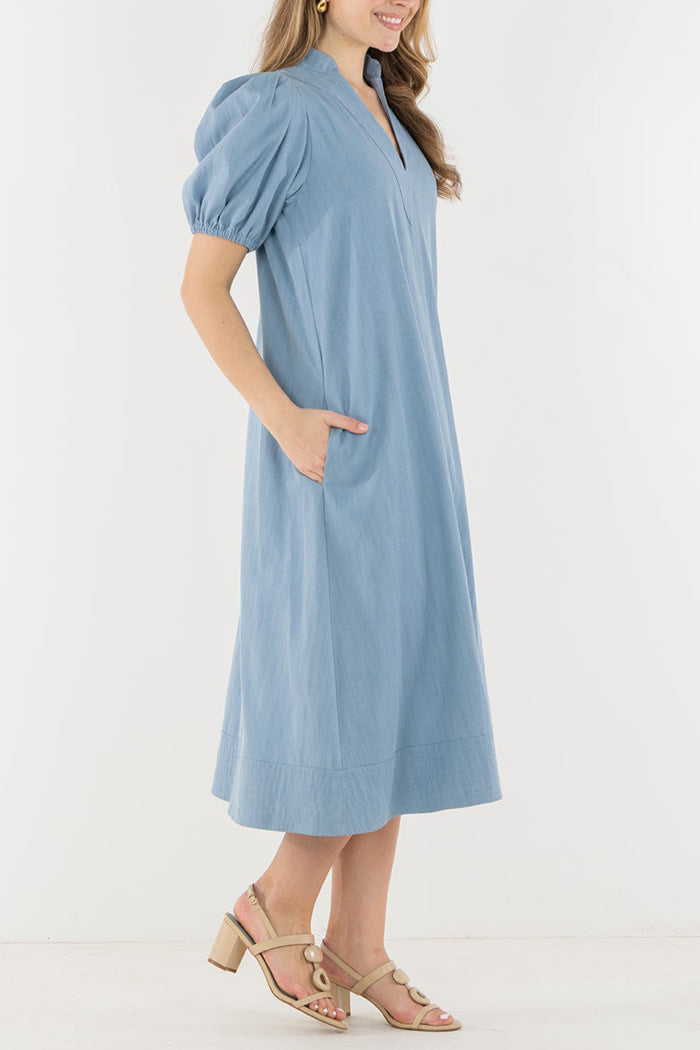 Puff Sleeve Pocket Dress