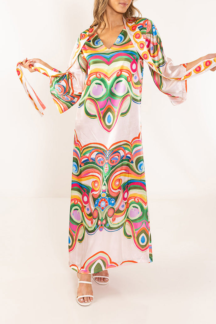 Multi-Way Sash Printed Maxi Dress