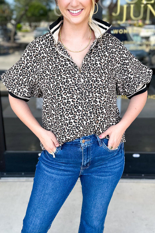 Zip Up Cheetah Top