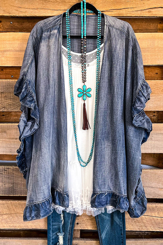 Ruffle Hem Loose Cardigan