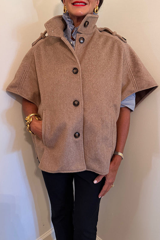 Tailored Buttoned Pocket Cape
