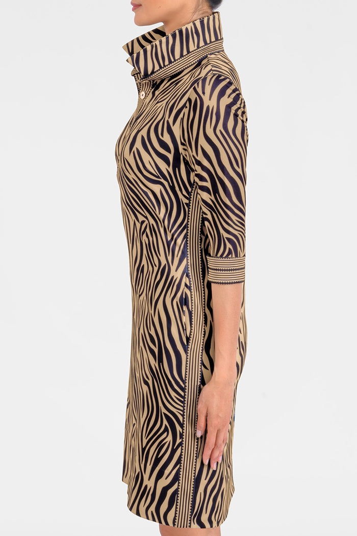 Zebra-Print Polo Sheath Dress