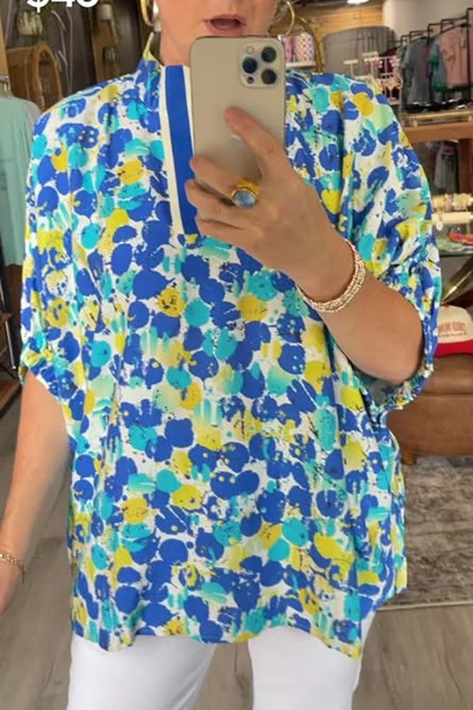 Casual V-Neck Floral Top