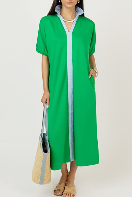 Casual Contrast Collar Pocket Dress