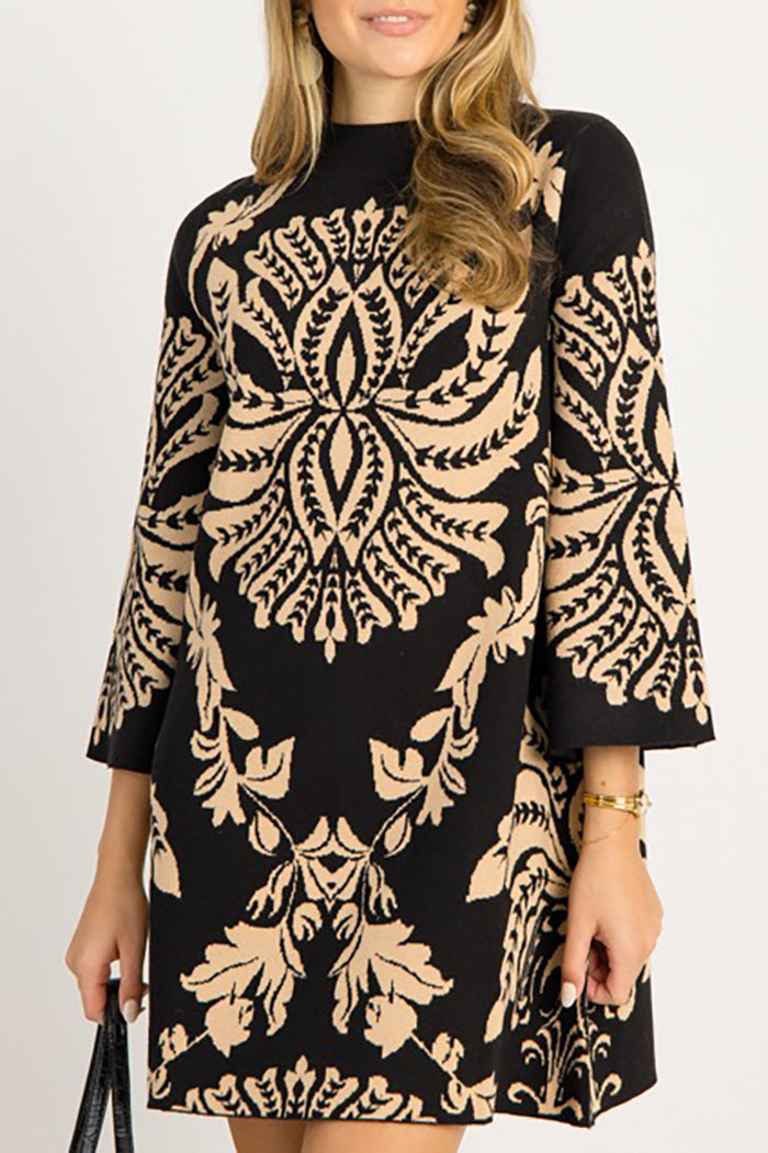 Chic Print Sweater Dress