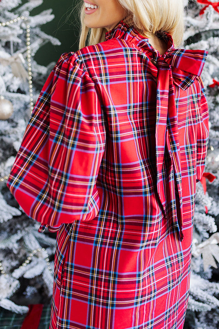 Ruffle-Collar Plaid Mini Dress