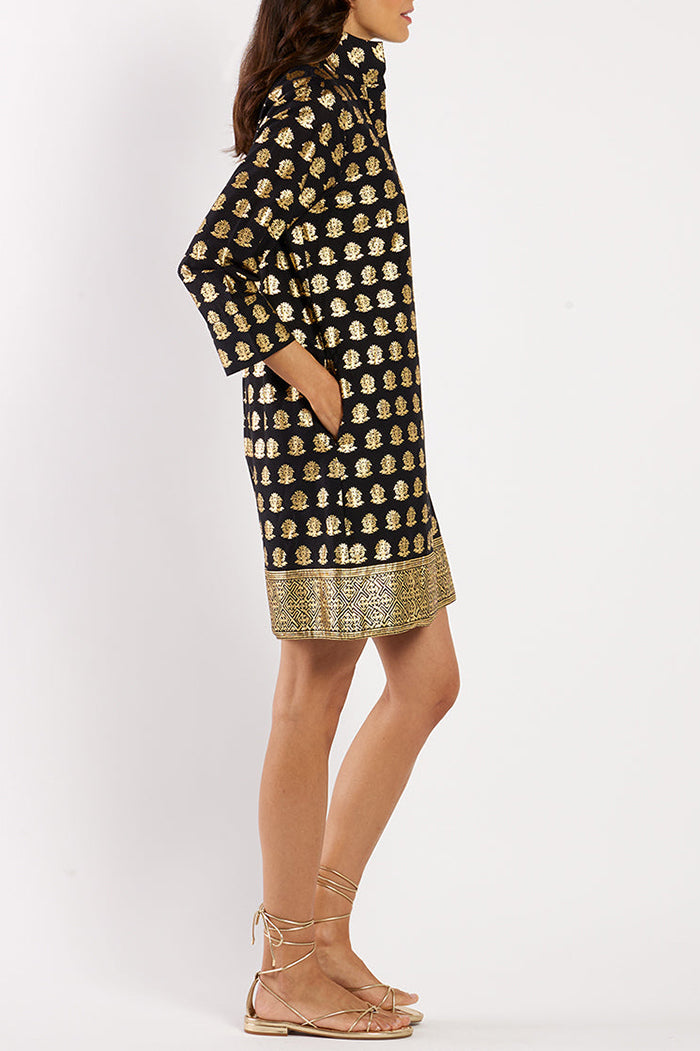 Printed Pattern Pocket Shift Dress