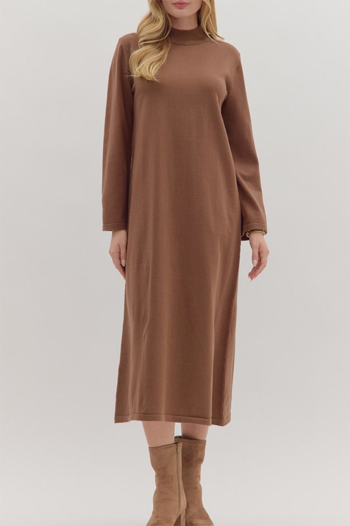 Mock Neck Maxi Sweater Dress