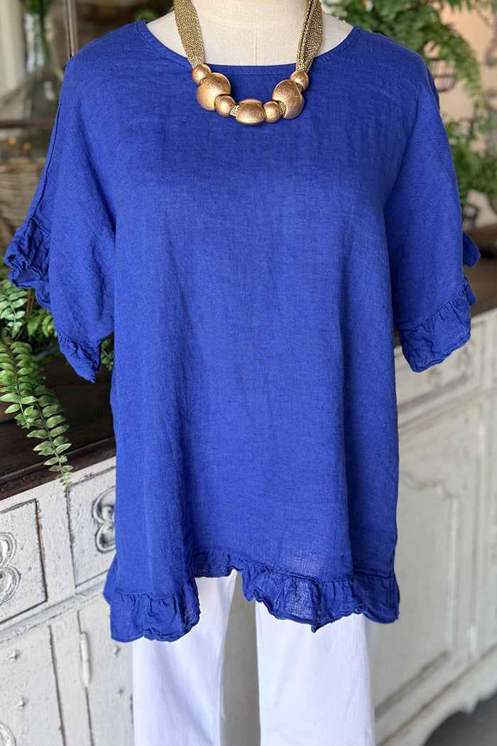 Casual Short Sleeve Ruffle Detail Top