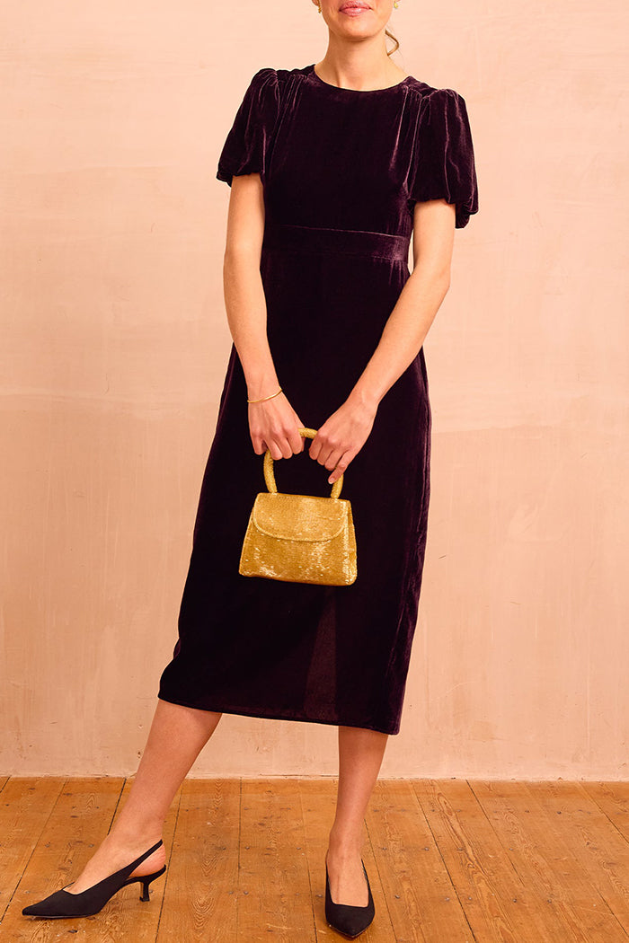 Velvet Puff Sleeves Dress