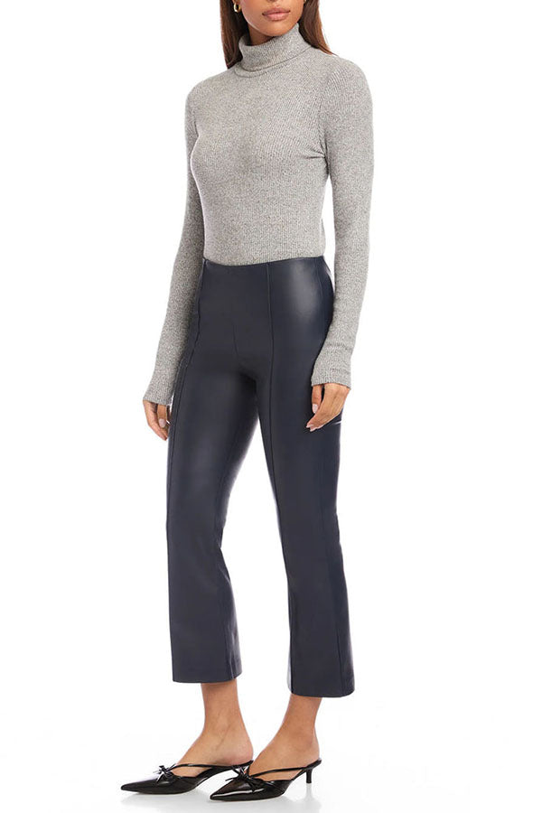 Casual Faux Leather Pants