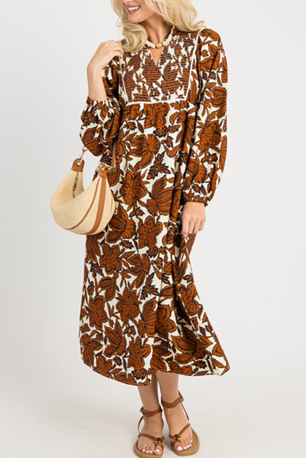 Autumn Blooms Maxi Dress