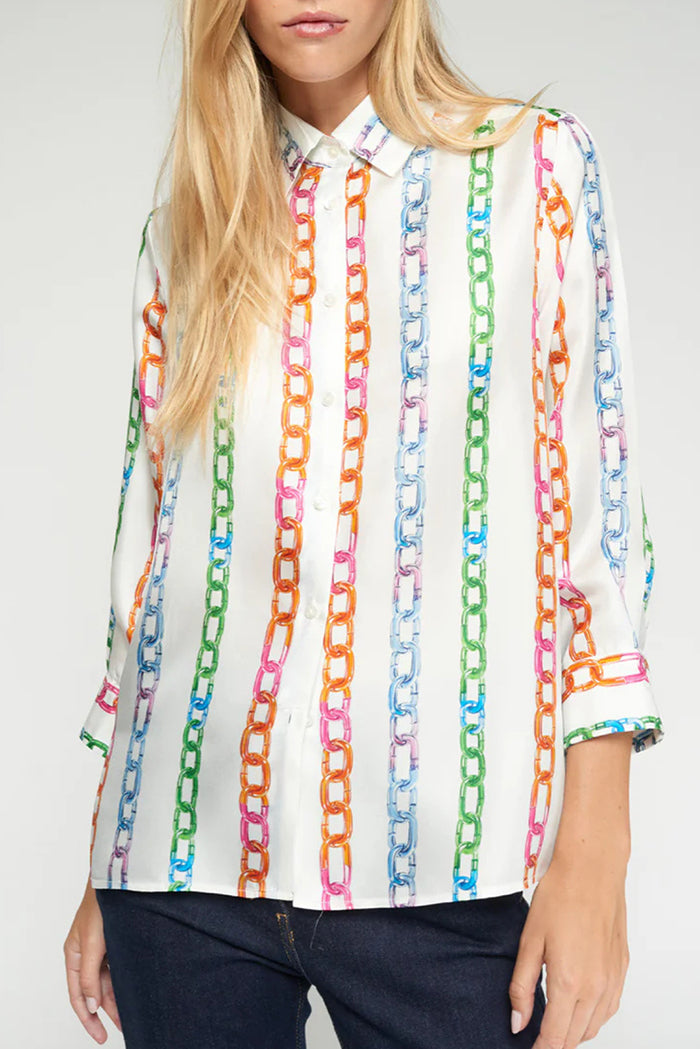 Multicolor Chain Print Button Down Top