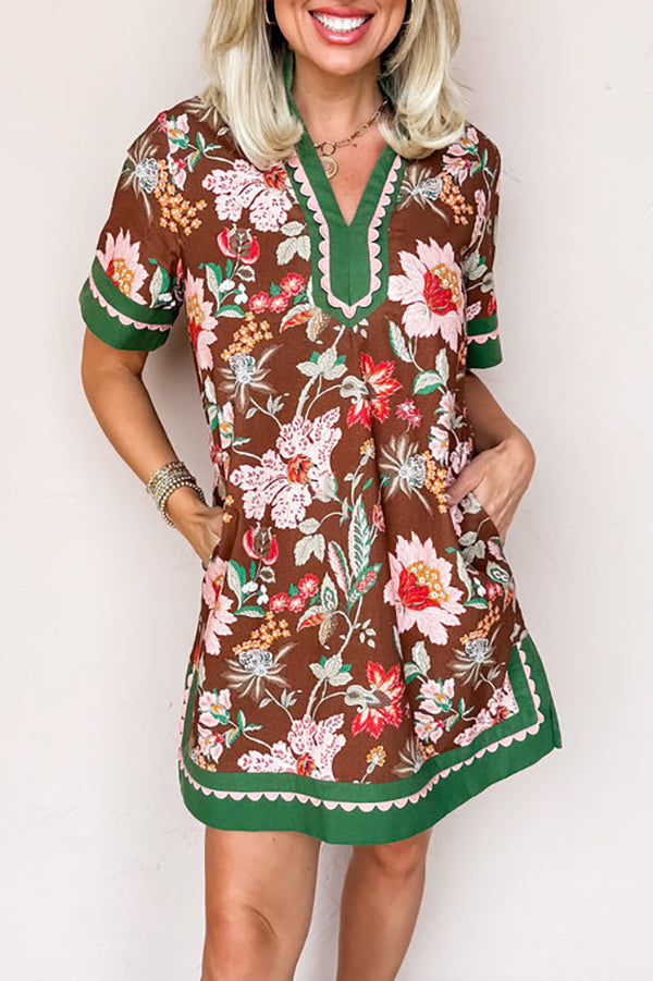 Details Of Scallop Edges Floral Dress