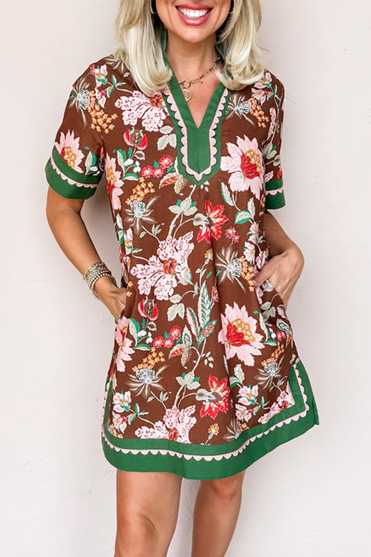 Details Of Scallop Edges Floral Dress