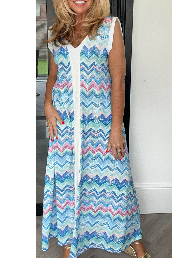Zigzag Pattern Sleeveless Dress