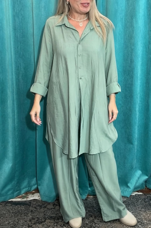 Casual Button Down Shirt Set