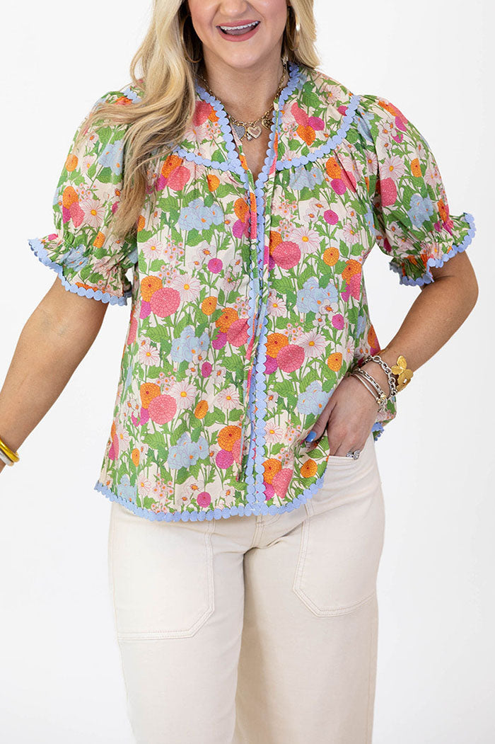 Flower Pullover Short Sleeve Top