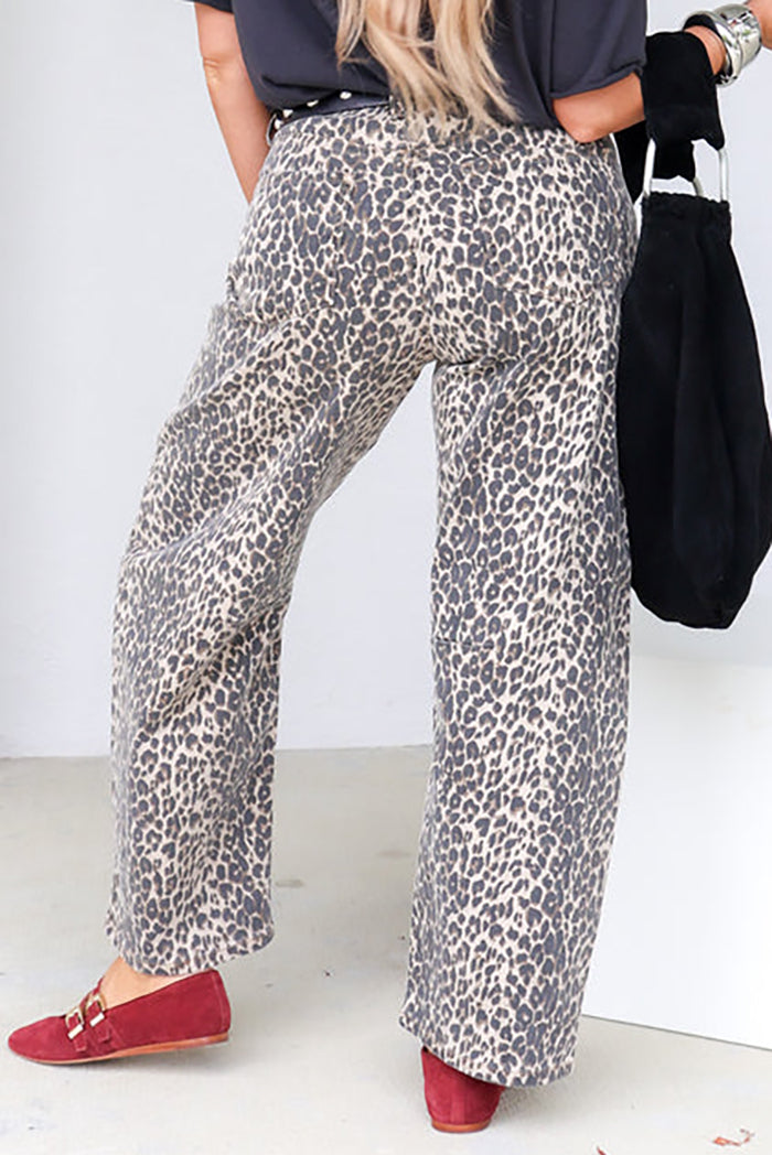 Denim Leopard Barrel Jean