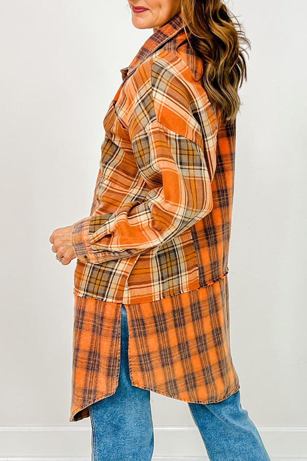 Plaid Knit Button Down Collared Dress