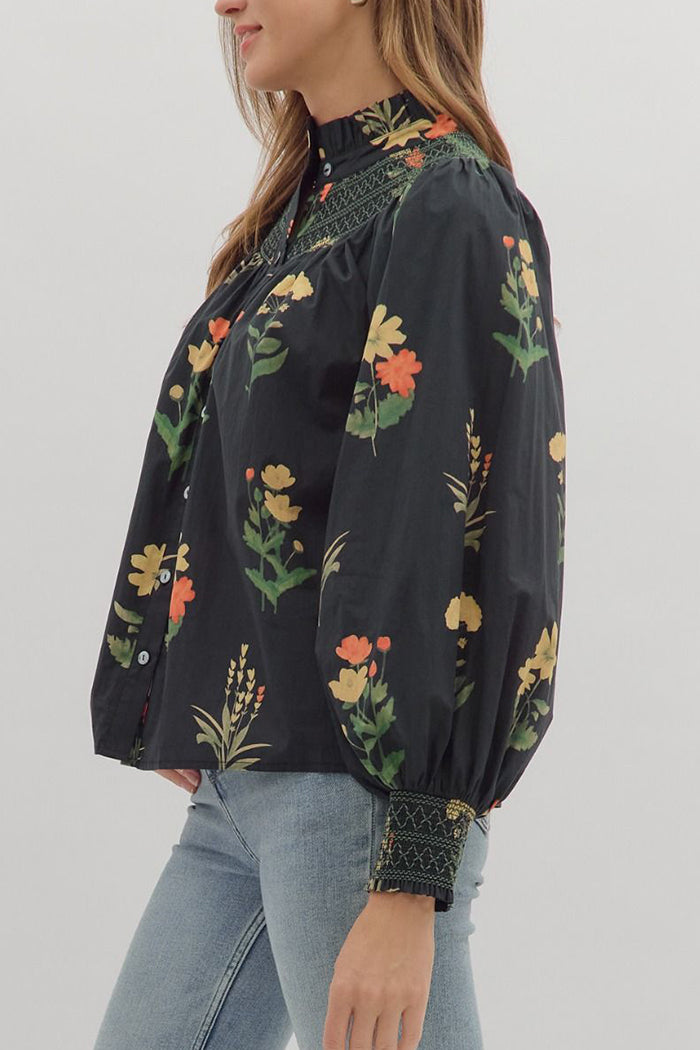 Ruffles Collar Floral Top