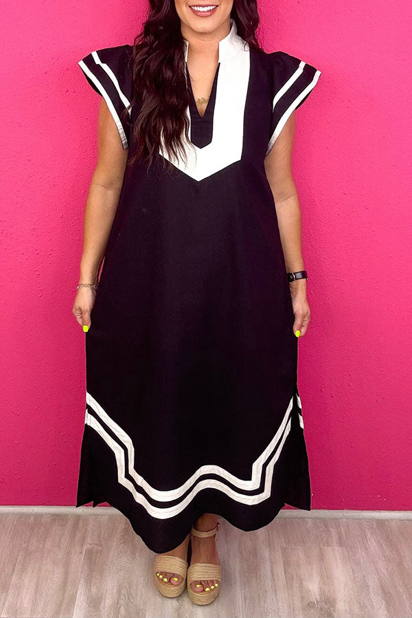 V-Neck Slit Midi Dress