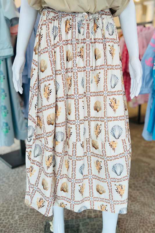 Casual Seashell Midi Skirt