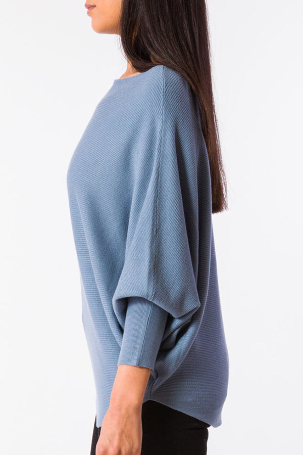 Solid Color Bat Sleeved Sweater