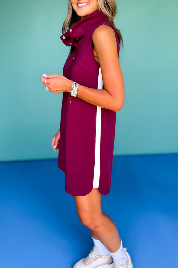 Scuba Collared Sleeveless Inset Dress