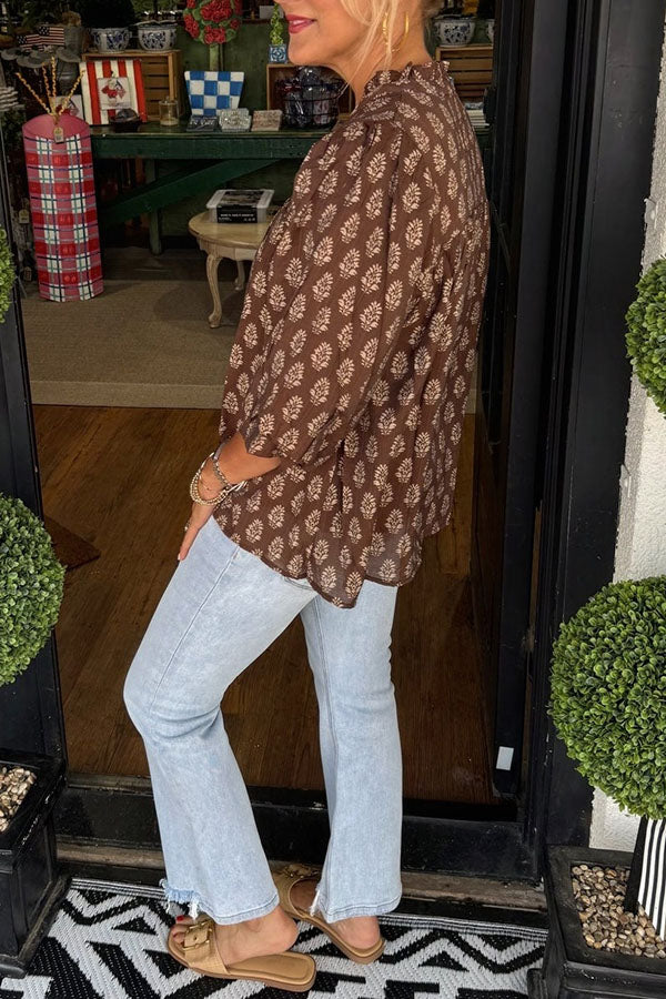 Casual Ruffles Collar Top