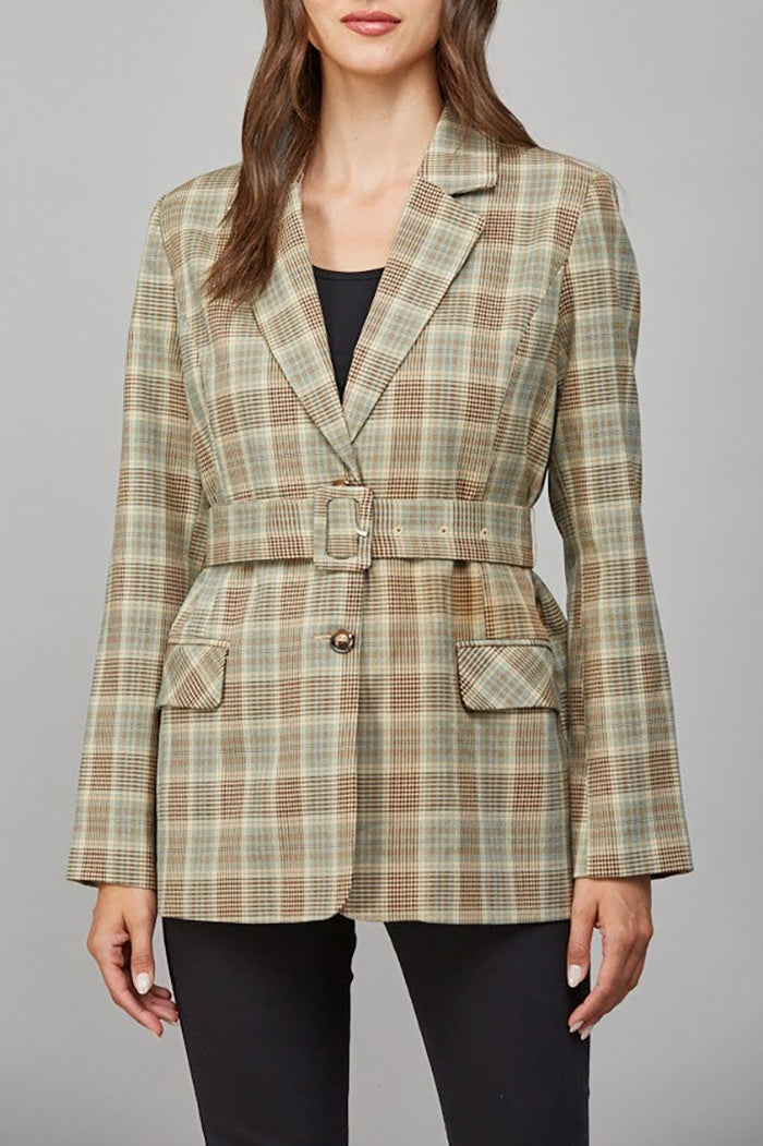Casual Plaid Pocket Blazer