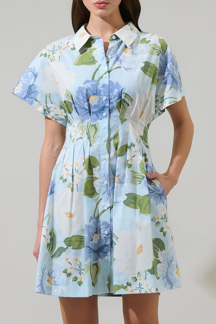 Lotus Leaf Floral Pocket Dress