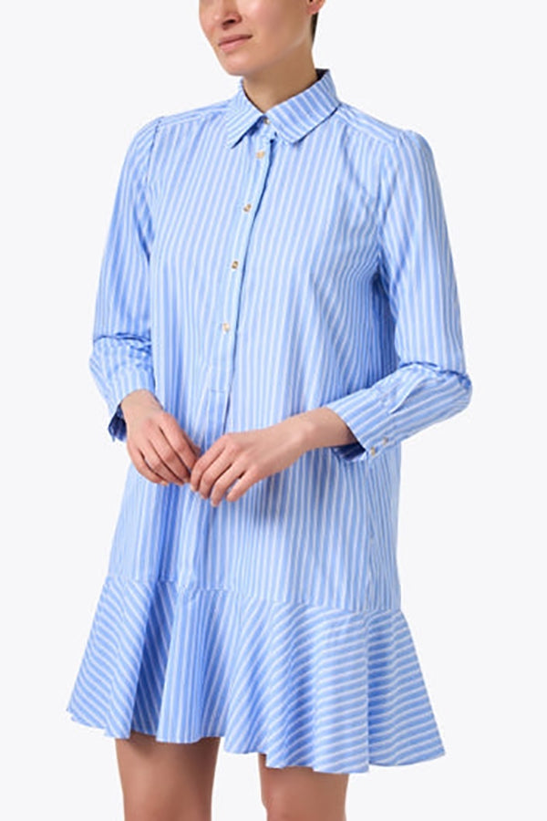 Casual Striped Ruffled Dress