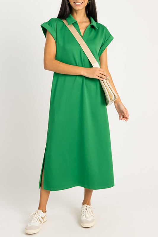 Cuffed Sleeves Maxi Dress