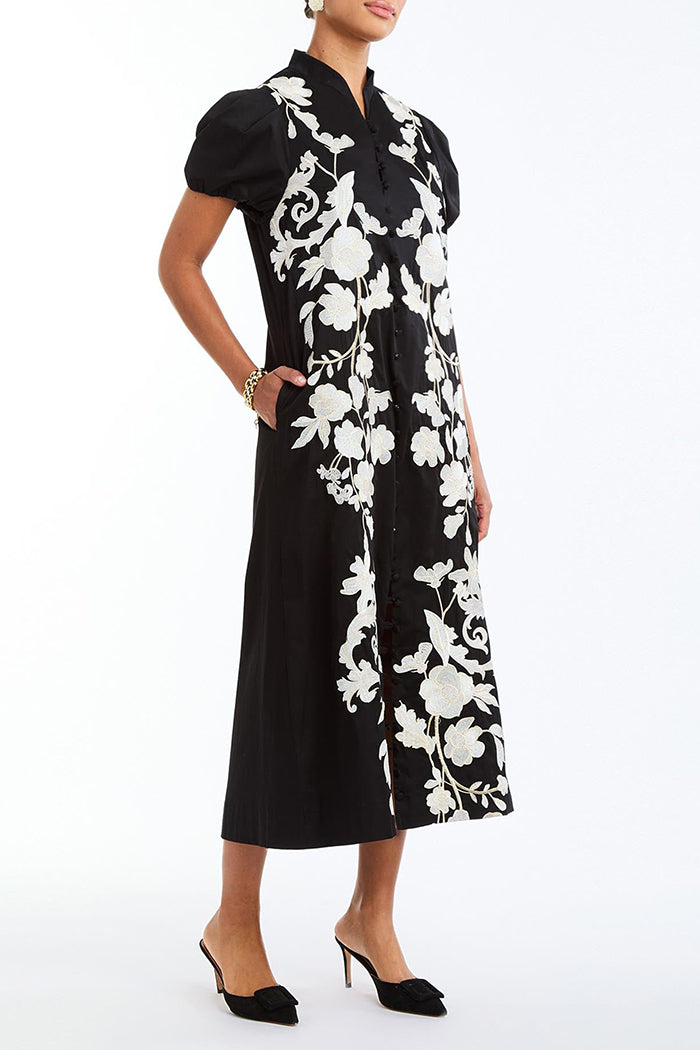 Puff Sleeve Embroidered Dress